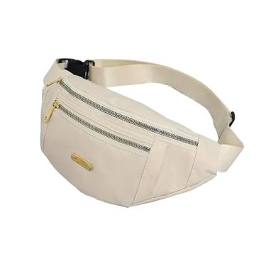 Imagem de Bolsa de peito feminina, bolsa de cintura de grande capacidade com alça ajustável, pochete transversal versátil para uso ao ar livre para mulheres, Branco moderno, One Size, uso diário