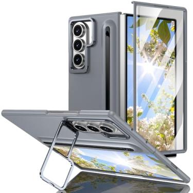 Imagem de HOULEE Capa para Samsung Galaxy Z Fold 7 com caneta S e protetor de tela, capa de telefone com compartimento para caneta Z Fold 7 com suporte de metal, capa de telefone premium de material amigo da