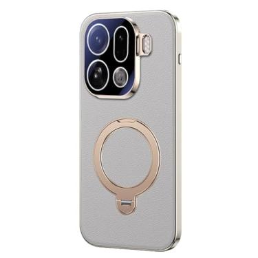 Imagem de Cinza, X9, capa com revestimento FWYANZH para Oppo Find X9/X9pro, capa de couro com proteção de câmera com tudo incluído, suporte de anel giratório, suporte, capa de proteção galvanizada