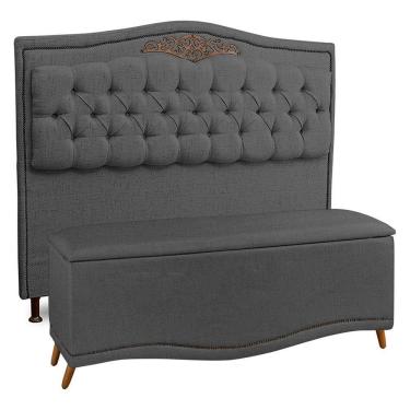 Imagem de Cabeceira E Calçadeira Baú Queen 160Cm Grafite