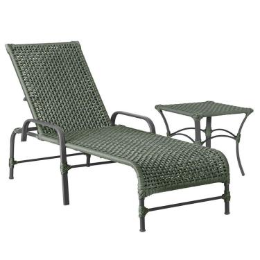 Imagem de Espreguiçadeira Alumínio Catar Mesa Corda Náutica Piscina Verde