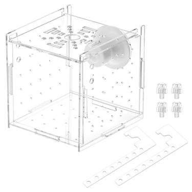 Imagem de QWORK Caixa de isolamento de reprodução de peixes de acrílico - Incubadora transparente de aquário para peixes pequenos, camarão, peixe-palhaço, guppy, 9,9 cm