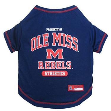 Imagem de Pets First Camiseta Collegiate Mississippi OLE Miss Rebels, GG - Camisa licenciada para animais de estimação colorida com logotipos de equipe. - Materiais elásticos premium para o conforto do seu cão