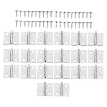 Imagem de 20 pcs armário de porta vintage mini dobradiças 4 buracos decoração jóias caixas de madeira de bagagem decoração de móveis 18 * 16mm prata/ouro YYDFPIIA (Color : A)