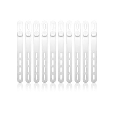 Imagem de Pacote com 10 abraçadeiras de silicone, organizador de cabos, carregador de fio lavável, reutilizável, gerenciamento de tiras com fivela de bloqueio, suporte de cabo elétrico para viagem para casa