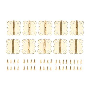 Imagem de 10 pcs de porta de ouro armário decorativo articulação 4 buracos borboleta jóias caixas de madeira dobradiças decoração de móveis com parafusos YYDFPIIA (Color : 25x20mm)