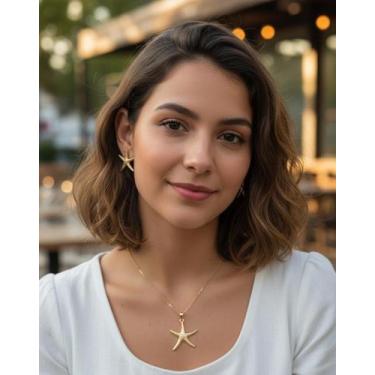 Imagem de Conjunto Colar e Brinco Estrela do Mar Folheado Biju - Deusa Modas, Do