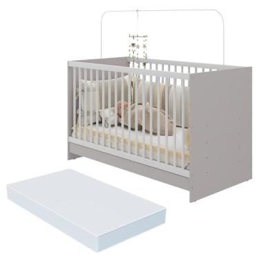 Imagem de Berço 3 Em 1 Com Colchão Incluso Multimóveis Mp4394 Cinza/branco