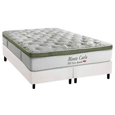 Imagem de Cama Box King: Colchão Molas Ensacadas Herval Monte Carlo Visco + Base Crc Corano White (193x203)