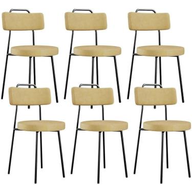 Imagem de Kit 06 Cadeiras Decorativas Estofada Sala De Jantar Barcelona L02 Couríssimo Casco Fendi - Lyam Decor