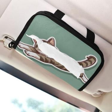 Imagem de SEHANY Porta-lenços de carro de gato fofo, caixa de lenços de papel de carro, suporte de guardanapo retangular dispensador de máscara de carro caixa de lenços de veículo para automóvel universal