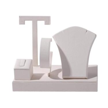 Imagem de simhoa Expositor de Joias, Busto Decorativo para Colares, Anéis e Brincos em Couro PU, Organizador para Colares, Anéis e Pulseiras, Branco