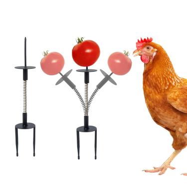 Imagem de Brinquedo de bicar de frango atualizado com mola forte e resistente, alimentador de guloseimas de metal para galinhas, galinhas e patos, alimentador lento de enriquecimento de frango montado no solo
