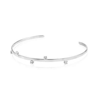 Imagem de Bracelete feminino folheado em ródio branco 5 pontos de luz lia - PIUK