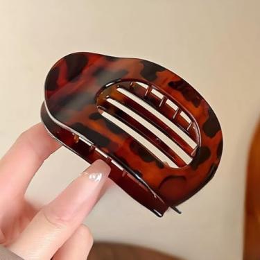 Imagem de Grampos de cabelo planos para mulheres/meninas, garra deitada, prendedores de cabelo de bico de pato antiderrapante para cabelos grossos e finos (marrom avermelhado)