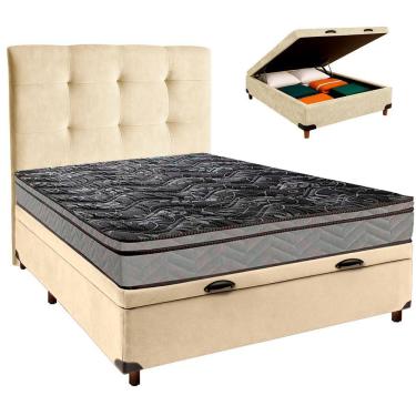 Imagem de Cama + Bau Blindado E Colchão D28 Casal - Conforto Paropas + Cabeceira