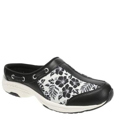 Imagem de Easy Spirit Travelport Tênis feminino sem cadarço, branco-preto-floral, 10 X-Wide