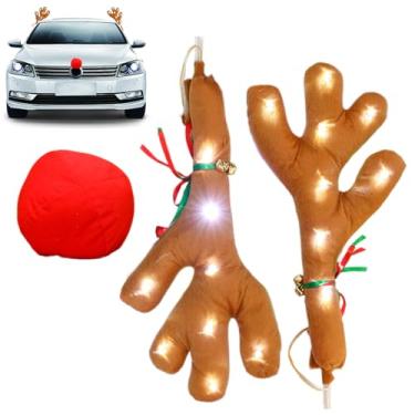 Imagem de Shakven Chifres De Rena Para Automóvel De Natal | Decoração de Fantasia de Feriado para Automóvel,Decoração De Natal Para Carro | Para Carrinhos De Golfe, Caminhões, Veículos E Automóveis
