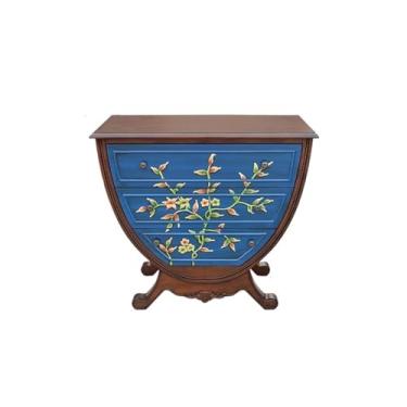 Imagem de Cômodas Peito de entrada pintado, cômoda vintage, semicírculo europeu, decorativo, armário, quarto, organizador gavetas(Dark Blue)