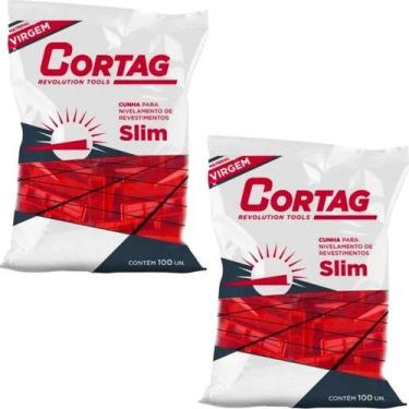 Imagem de Kit 200 Peças Cunha Nivelador Porcelanato Slim Cortag 61538 Vermelho