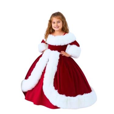 Imagem de My Baby By Merry Fantasia de Papai Noel - Roupa festiva de Natal com chapéu combinando - Confortável e fácil de usar (vestido de Papai Noel para meninas, 7 anos)
