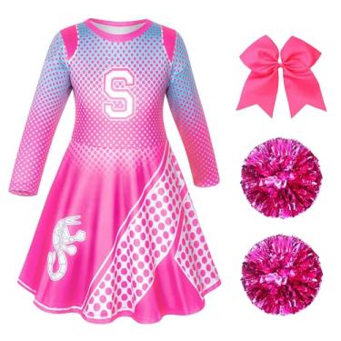 Imagem de Fantasia infantil de líder de torcida para meninas, vestido de torcida, festa de Halloween, cosplay 12-14 anos