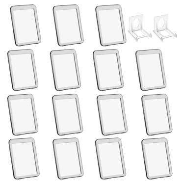 Imagem de PATIKIL Porta-crachá com janelas de dupla face, 15 peças de capa protetora para cartão de identificação, porta-chaves, estojo rígido vertical com suporte de exibição para licenças de crédito de