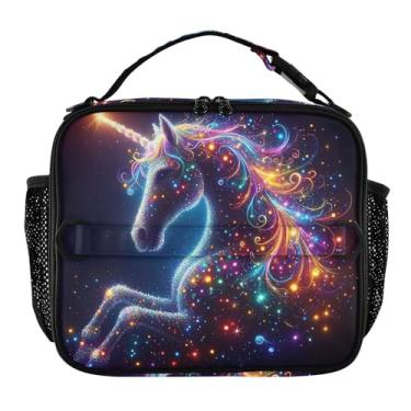 Imagem de Joisal Lancheira colorida de unicórnio, céu para mulheres, meninas, lancheira personalizada, infantil, masculina, para trabalho, bolsa térmica térmica para meninos