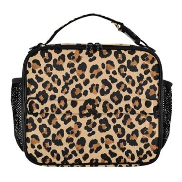 Imagem de Joisal Lancheira clássica com manchas de leopardo marrom marrom para mulheres, meninas, lancheira masculina e infantil, lancheira para trabalho, bolsa térmica para escola