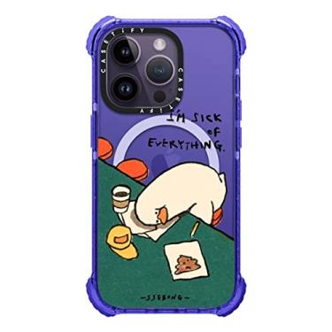 Imagem de CASETiFY Capa Ultra Impact para iPhone 14 Pro [5X testado contra quedas de grau militar/proteção contra quedas de 3,5 metros/compatível com Magsafe] - I'm Sick of Everything da SSEBONG - Peri roxo