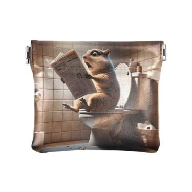 Imagem de Funny Panic Esquilo Bege Carteiras Pequenas, Carteiras Femininas, Carteira Feminina Fina, Funny Panic Squirrel Bege, 4.33x3.74In, Funny Panic Squirrel Bege