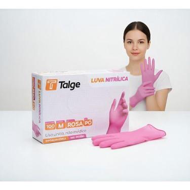 Imagem de Luva Nitrílica Rosa Descartável Sem Pó C/ 100 Talge, Rosa, M