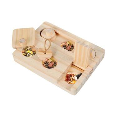 Imagem de Brinquedo De Alimentação Em Madeira 6 Em 1 Para Hamsters, Coelhos E Ch