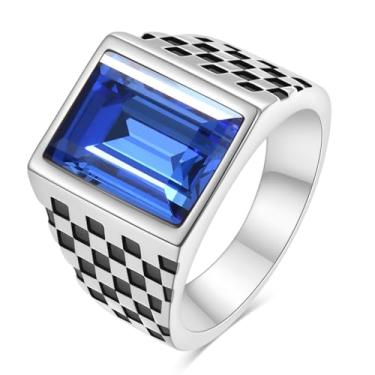 Imagem de MYNENEY Anéis masculinos preto/azul/vermelho/amarelo pedra clássica sinete declaração anel de noivado anel de noivado pedra preciosa anel de pedra preciosa para presente masculino, pedra preciosa, Zircônia cúbica