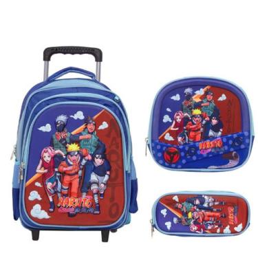 Imagem de Kit Mochila Escolar Menino Naruto Rodinhas Lancheira Passeio - TOYS 2U