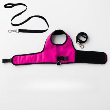 Imagem de Peitoral Anti Puxão para Cães com Guia 1,5m | Peitoral Ajustável Confortável(Azul Personalizado,M)