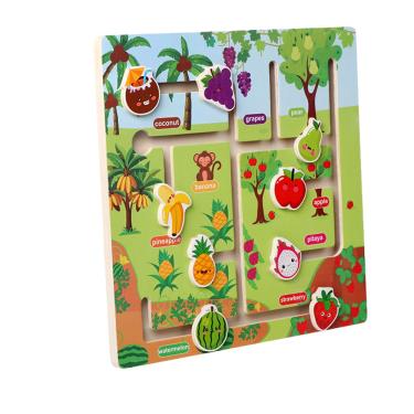 Imagem de Jogo de labirinto, brinquedo de aprendizagem precoce, tema de frutas de madeira para crianças
