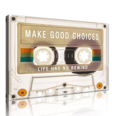 Imagem de Novatique Tela motivacional arte de parede fita cassete arte de parede música fita cassete impressões inspiradoras pôster motivacional arte motivacional para sala de estar quarto, 61 x 91 cm