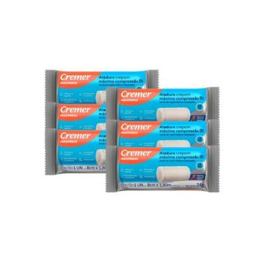 Imagem de 6 Atadura de Crepom Alta Compressão 1,80m x 8cm Cremer - 6ATADURACREME