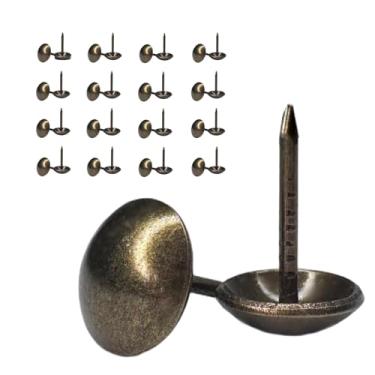 Imagem de Galdexi 100 peças de tachinhas de polegar para estofamento, tachinhas vintage de 7/40 cm, pregos de parede longos decorativos resistentes para decoração de sofá, móveis de casa e escritório, bronze