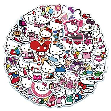Imagem de 50 peças de adesivos Kawaii Hellokitty para crianças, decalque de vinil bonito Sanrio Cartoon impermeável para notebook de meninas adolescentes, garrafa de água, skate, guitarra, estojo de viagem