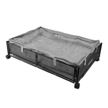 Imagem de TOPINCN Recipientes de Armazenamento Sob a Cama, 60x40x15,5 Cm de Metal Sob a Cama, Gavetas Com Rodas e Tampa Transparente, Organizador de Rolamento para Roupas, Sapatos, Brinquedos, (Preta)