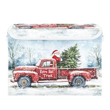 Imagem de SEHANY Cesto de armazenamento de armário de Natal com tampas e alças, organizador de cestas de armazenamento de tecido dobrável, caixas de armazenamento de cubos grandes para roupas cobertor de