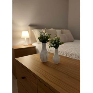 Imagem de Conjunto Vaso Egípcio Minimalista Branco com Flores Artificiais para Decoração Sofisticada