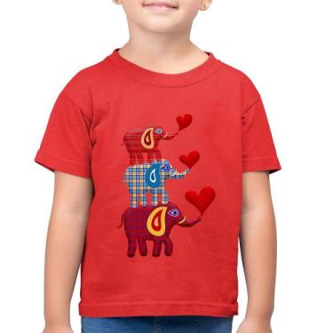 Imagem de Camiseta Algodão Infantil Trio Elefantes  - Foca na Moda, Vermelho, 14