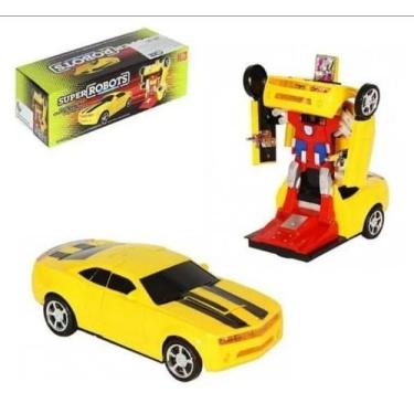 Imagem de Carro Vira Robo Transformers A Pilha Automático Carrinho Cor Camaro Am