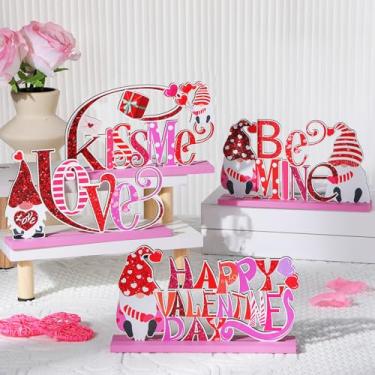 Imagem de Aulock – Placas de mesa de madeira para o dia dos namorados – Topos de mesa em forma de gnomos e letras para presentes, dia dos namorados, aniversário, casamento, decorações de festa