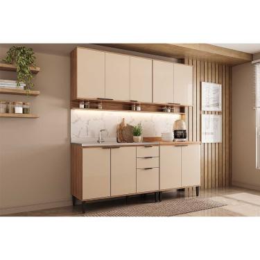 Imagem de Kit Cozinha Modulada 4 Peças Alpha (2Aéreos+2Balcões) C4P175 Freijo/Off White - Carraro