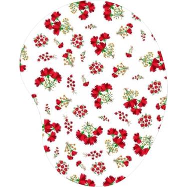 Imagem de Mouse Pad Ergonômico Gota Mini Cravos Vermelhos Fundo Branco