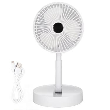 Imagem de Ventilador de mesa portátil, ventilador de viagem dobrável silencioso de 3 velocidades com bateria de 2000mAh Ventilador de mesa pessoal alimentado por USB com rotação de 180 ° Ventilador de mesa pequ